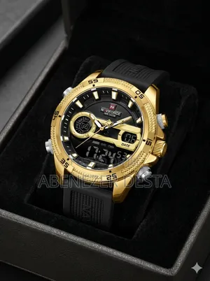 Naviforce Nf9223 Quartz Watchgold-Tone Case and a Black Silicone Strap