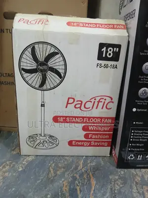 Pacific Fs-50-18a 18-Inch Stand Floor Fan in Black.