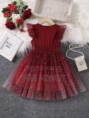 Girl's Star Mesh Belted Dress