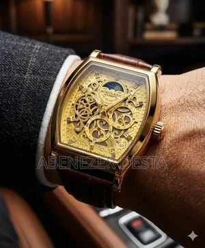 Aokulasic Automatic Mechanical Watch Featuring a Gold-Tone Skeleton