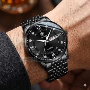 Poedagar 836 Men's Luxury Quartz Watch in Black.
