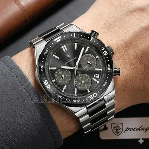 Naviforce Stainless Steel Quartz Watch With a Black Dial and Bezel