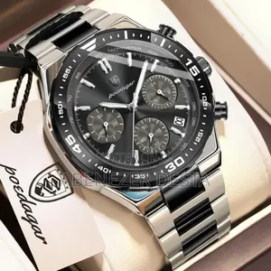 Naviforce Stainless Steel Quartz Watch With a Black Dial and Bezel
