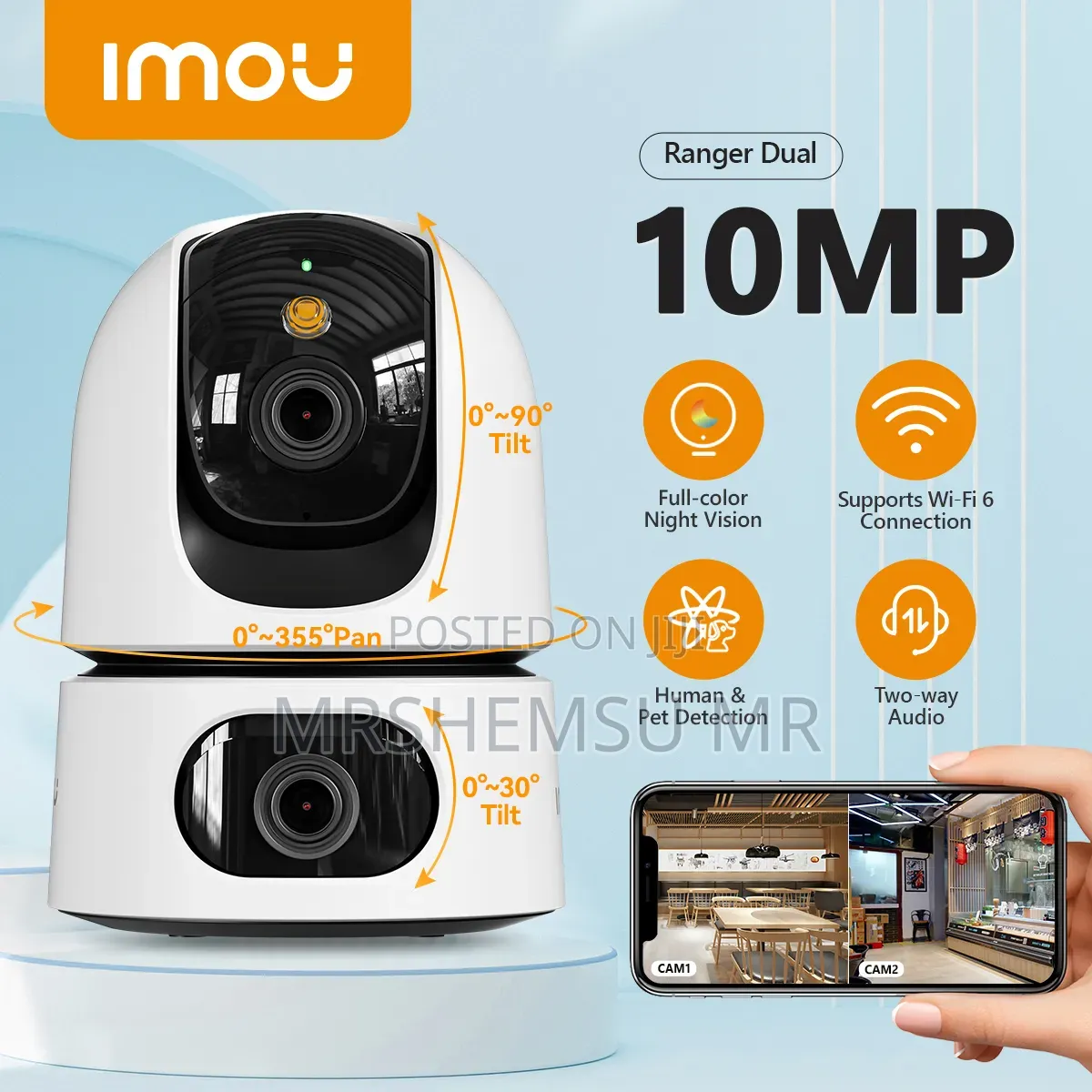 Imou Ranger Dual 10mp – ባለ ሁለት ሌንስ ዘመናዊ የቤት ውስጥ ጥበቃ ካሜራ