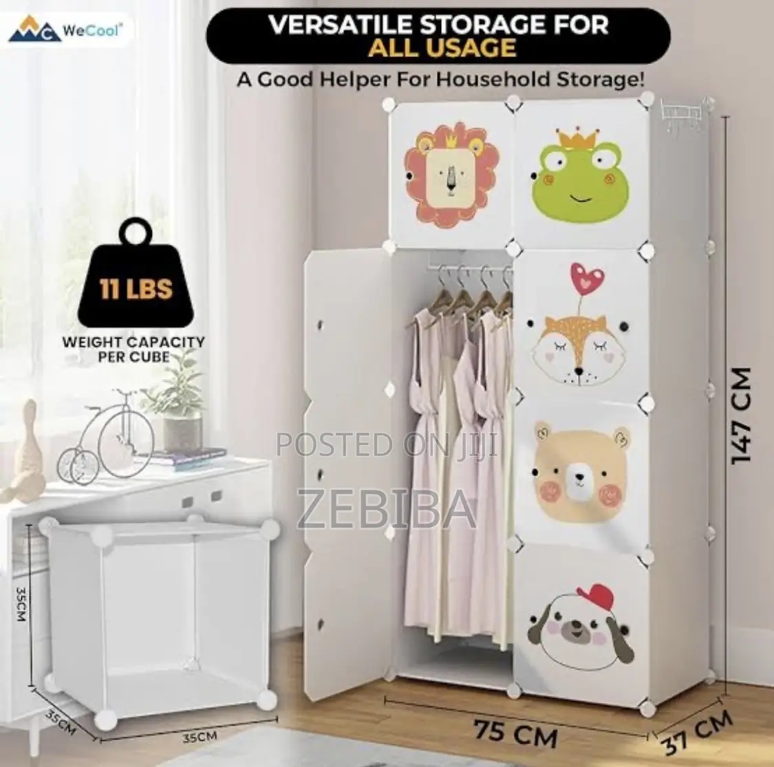 Modular Plastic Wardrobe For Children's Clothes,