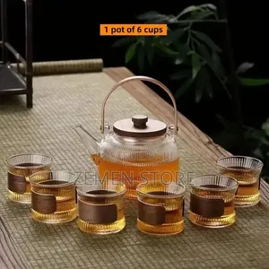 7-Piece Glass Teapot Set - የሚጣድ የሻይ ማፍያና መጠጫ