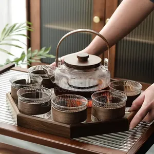 7-Piece Glass Teapot Set - የሚጣድ የሻይ ማፍያና መጠጫ