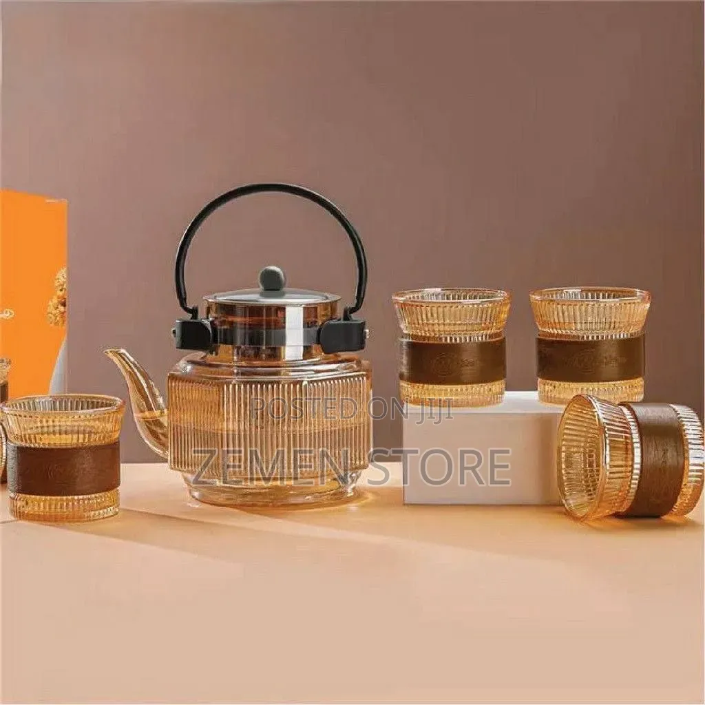 7-Piece Glass Teapot Set - የሚጣድ የሻይ ማፍያና መጠጫ