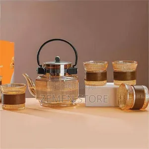 7-Piece Glass Teapot Set - የሚጣድ የሻይ ማፍያና መጠጫ