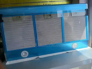 Saker Range Hood Blue Kitchen With Mesh Filters and Built-