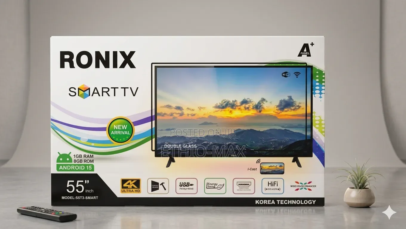 Ronix Tv 55" Smart Android Tv Tempered Glass New Arrival 5 Year Warran