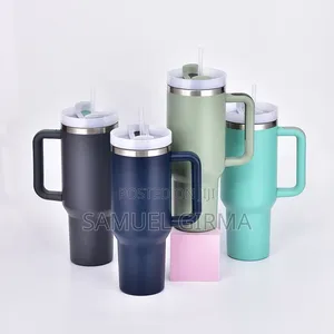 Travel Cup Double Layer Stainless Still Isolated With Straw