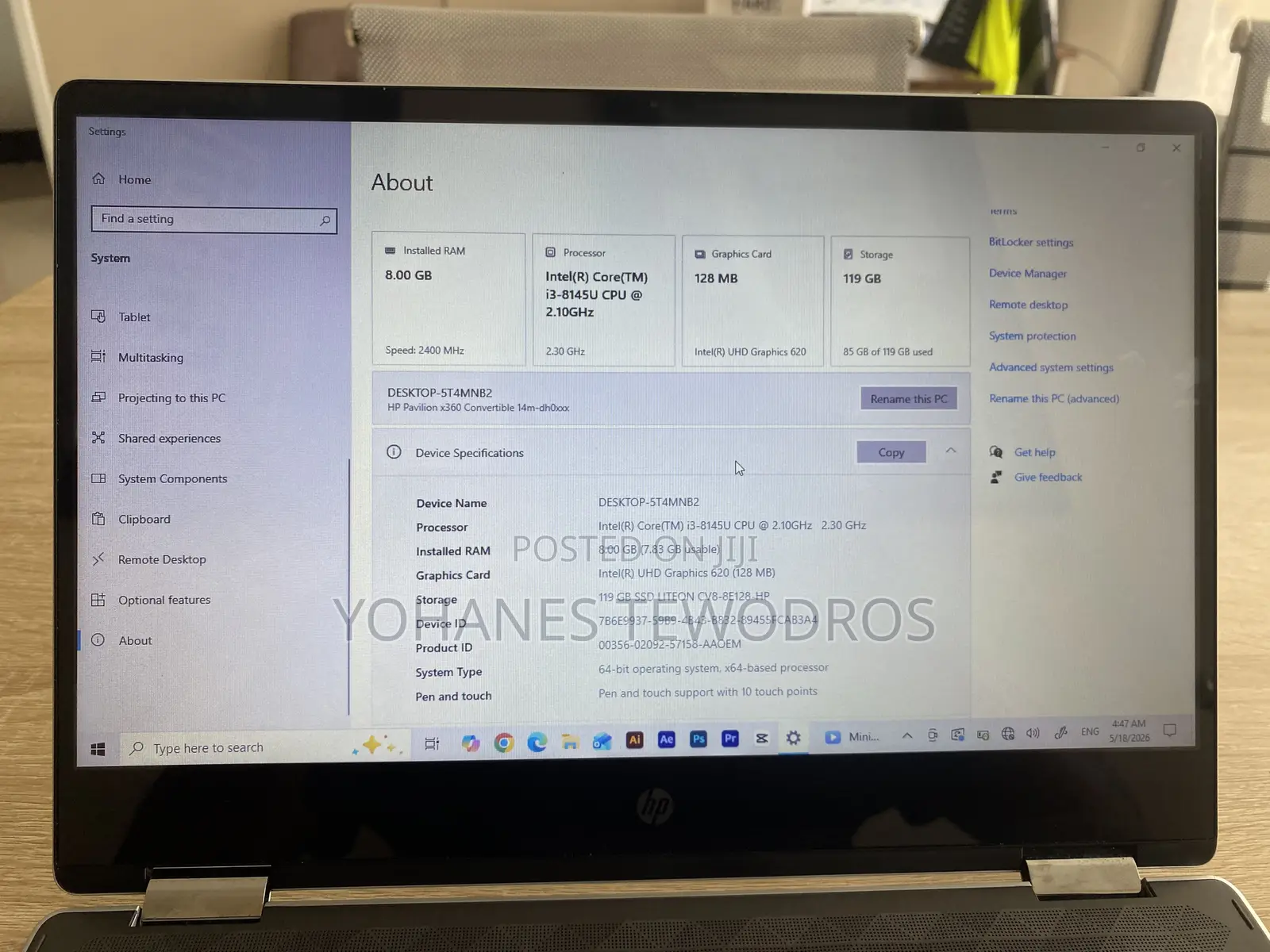 Laptop HP Pavilion X360 8GB Intel Core i3 SSD 128GB