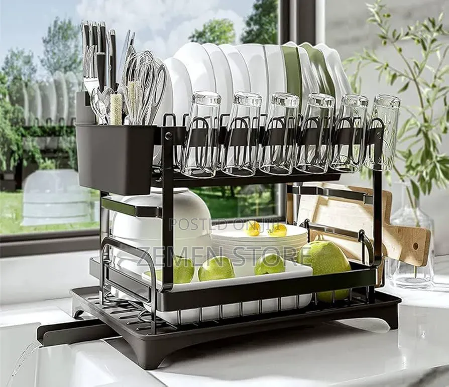 Multifunctional 2-Tier Dish Rack - ዘመናዊ ባለ ሁለት ደርብ የሳህን ማድረቂያ