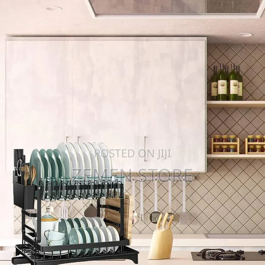 Multifunctional 2-Tier Dish Rack - ዘመናዊ ባለ ሁለት ደርብ የሳህን ማድረቂያ