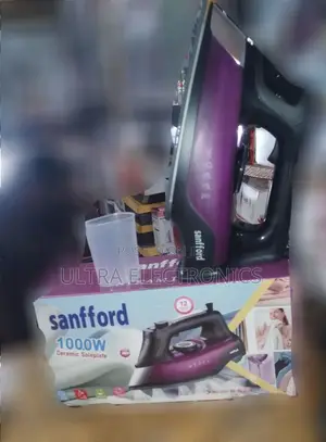 Sanford Brand Electric Steam Iron With a Purple and Black Finish