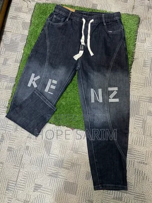Men's Dark Wash Denim Jogger Pants
