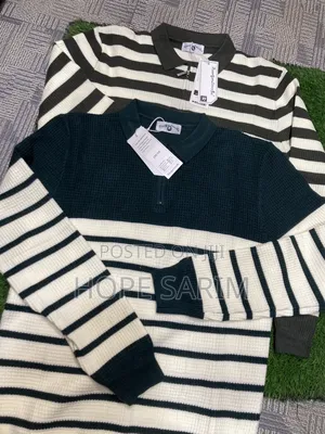 Men's Stylish Striped Long Sleeve Polos •
