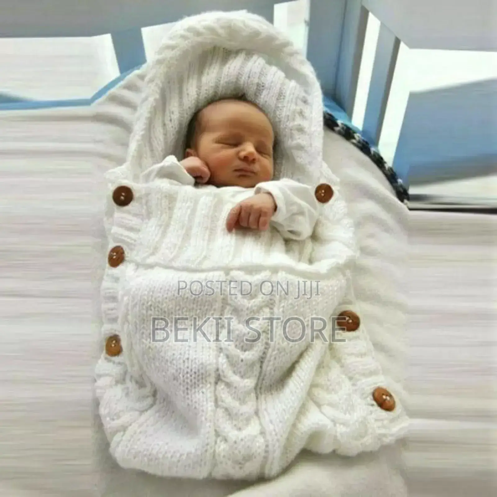 Luxury Knitted Baby Swaddle Wrap With Hood የህፃናት መታቀፊያ እና መጠቅለያ