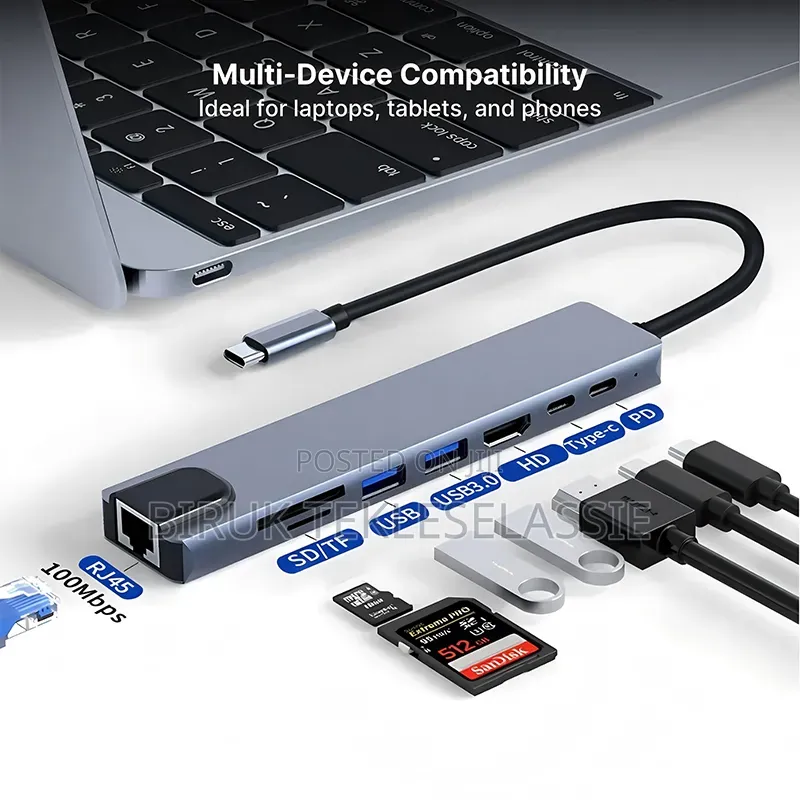 Usb C Hub Docking Station 8-in-1 Usb 3.0