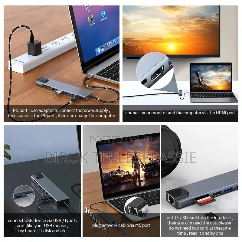 Usb C Hub Docking Station 8-in-1 Usb 3.0