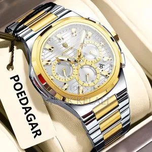 Poedagar Men's Stainless Steel Chronograph Wristwatch, Waterproof