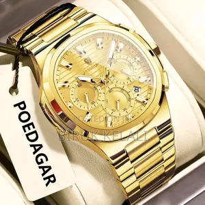 Poedagar Men's Stainless Steel Chronograph Wristwatch, Waterproof