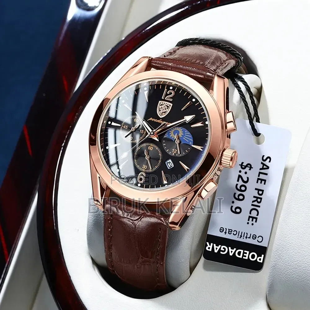 Poedagar Men Watch Business Waterproof Luminous Date Chronograph