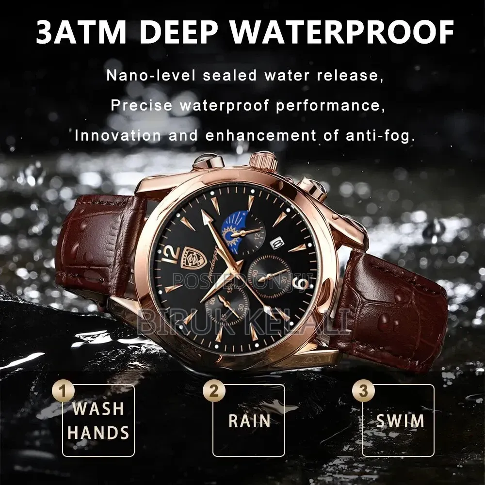 Poedagar Men Watch Business Waterproof Luminous Date Chronograph