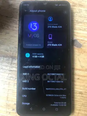 ZTE Blade A34 64 GB Black