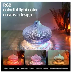 Crackle Glass Design Humidifier – Usb RGB Mood Light for Home Office