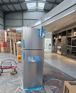 Boss 405 SSK Silver, Double-Door Refrigerator Featuring a Fan