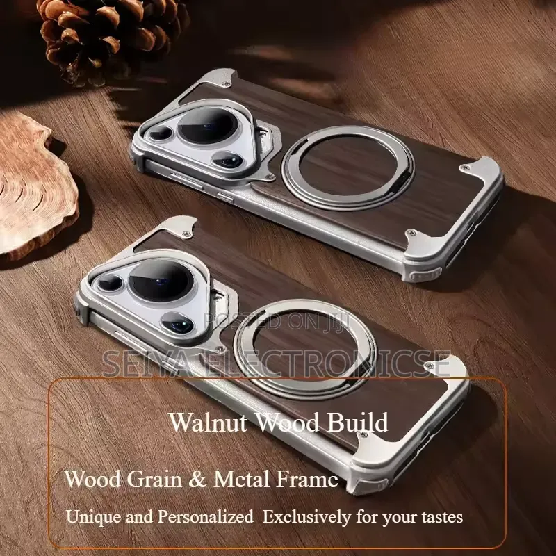 Wood and Metal Frame for Models Like the Huawei Pura 70 Cover