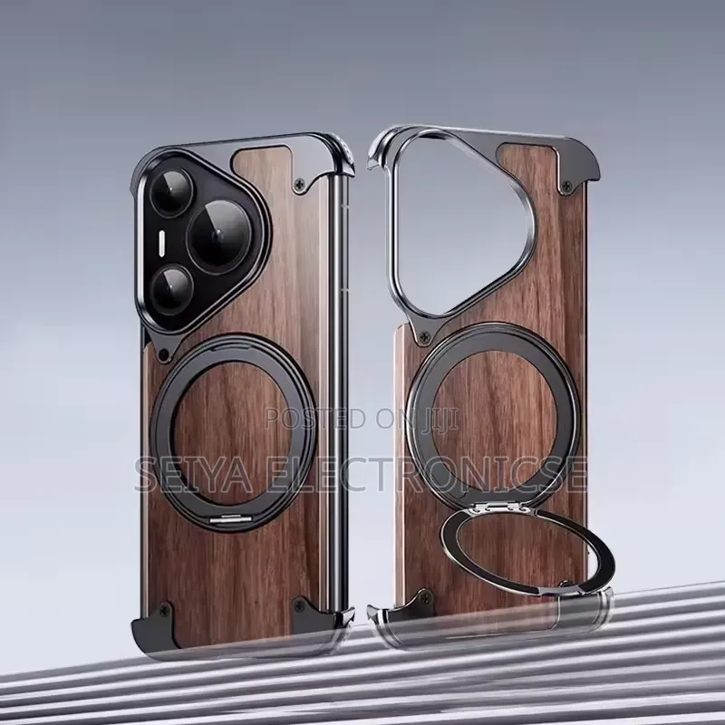 Wood and Metal Frame for Models Like the Huawei Pura 70 Cover