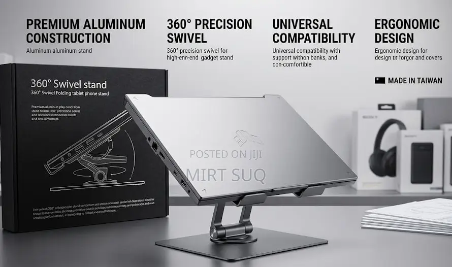 360° Adjustable Laptop Stand – Full Rotation Height Control