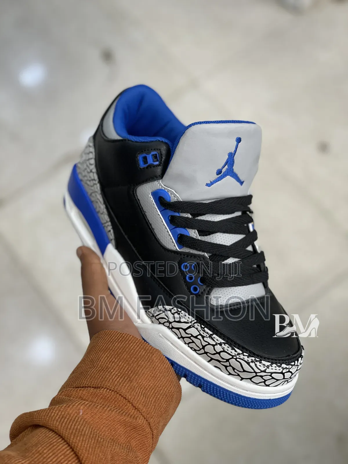 Air Jordan 3: Black, Royal Blue Elephant Print