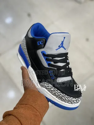 Air Jordan 3: Black, Royal Blue Elephant Print
