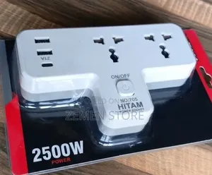 Hitam 5in1 Power Socket 2500w - 2 Outlet + 2 Usb + Type-C ጥራት ያለው ሶኬት