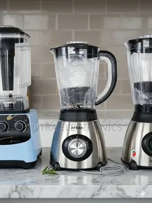 Afran Stainless Steel Blender Featuring a Clear Plastic Pitcher Silver