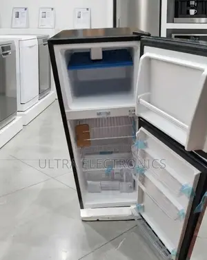 Boss Top Freezer Double-Door Refrigerator With a Dark Finish,