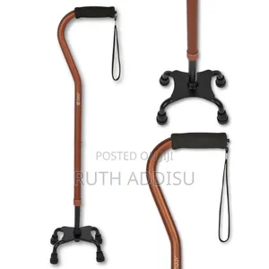 Entros Aluminium Height Adjustable Quadripod 4 Leg Curved Cane Bold