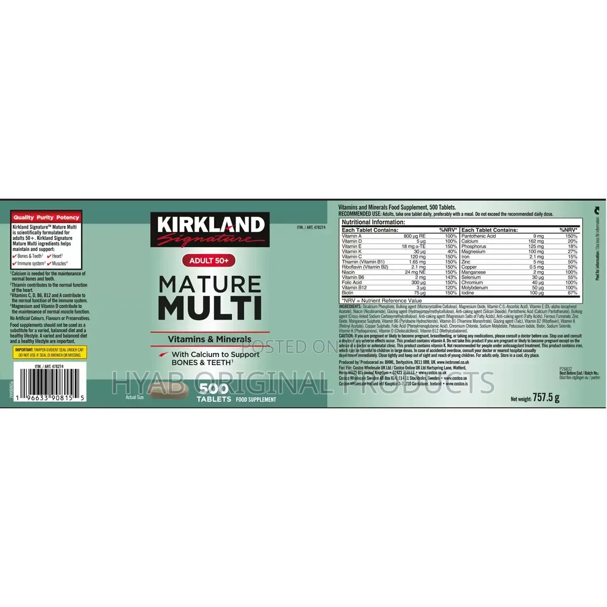 Mature Multi Vitamins 50+, 500 Count
