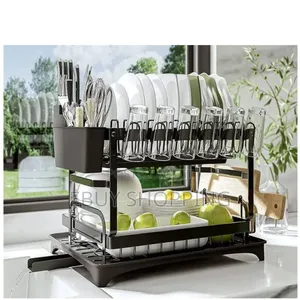 Smart 2-Tier Design: Holds Cups, Bowls, Plates Cutlery