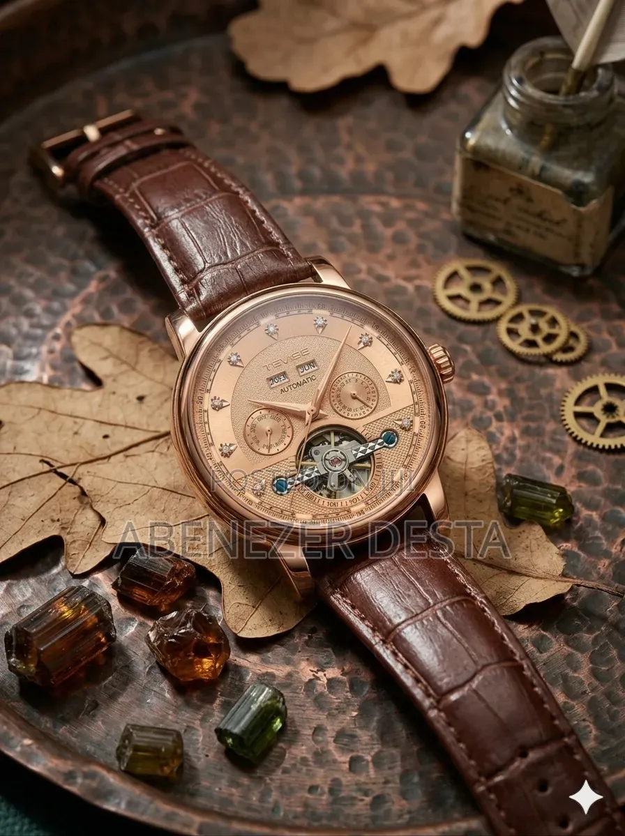 Tevise Automatic Mechanical Watch Features a Leather Strap
