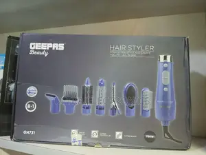 የፀጉር ማበጠሪያ Geepas Gh731 8-in-1 Hair Styler Set in Blue 750w Motor.