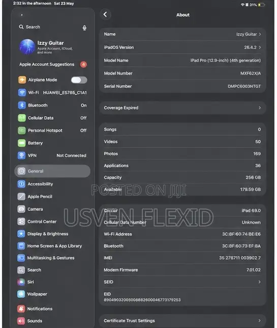 New Apple iPad Pro 256 GB Gray