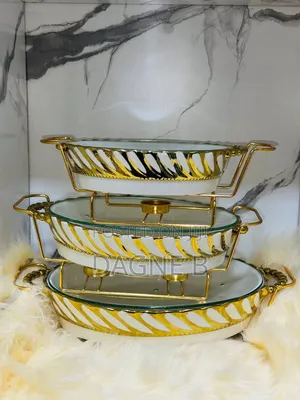 3-Piece Ceramic Chafing Dish Set ባለ 3 ደረጃ የምግብ ማቅረቢያ
