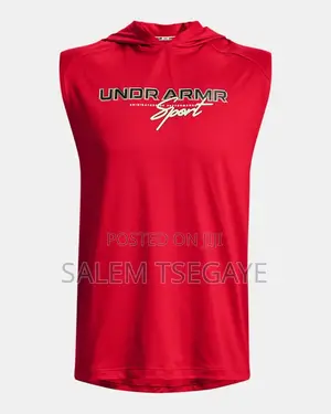 Red Under Armour Men's Ua Mesh Sport Sleeveless Hoodie.