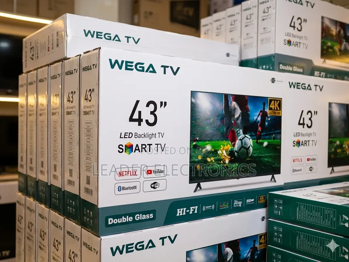 Wega Tv 43" Smart Android Tempered Glass Uhd New Model 2026