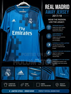 High-Quality Real Madrid Blue Away Jersey